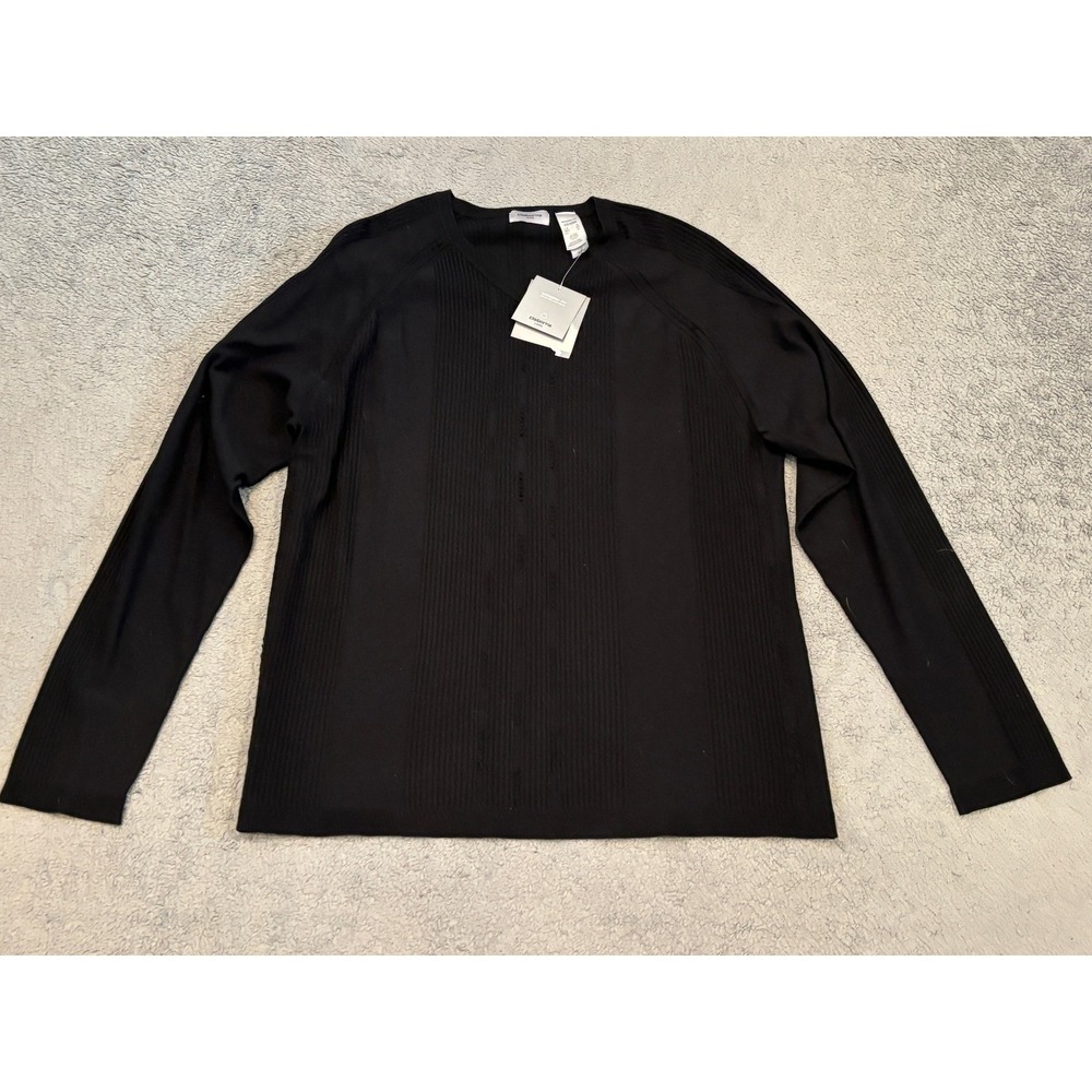 Claiborne Luxe Mens Silk Blend Ribbed Sweater Modern Fit Black XL NWT